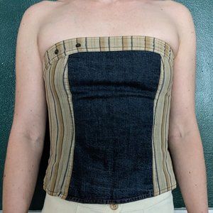 Sigal Dekel Denim Strapless Bustier Top, XS